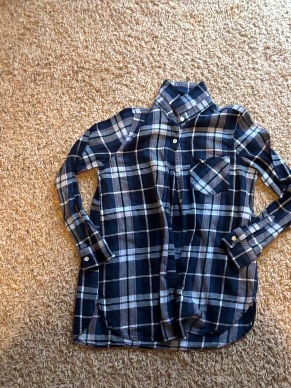 Old Navy Navy and Light Blue Plaid Tunic Shirt
